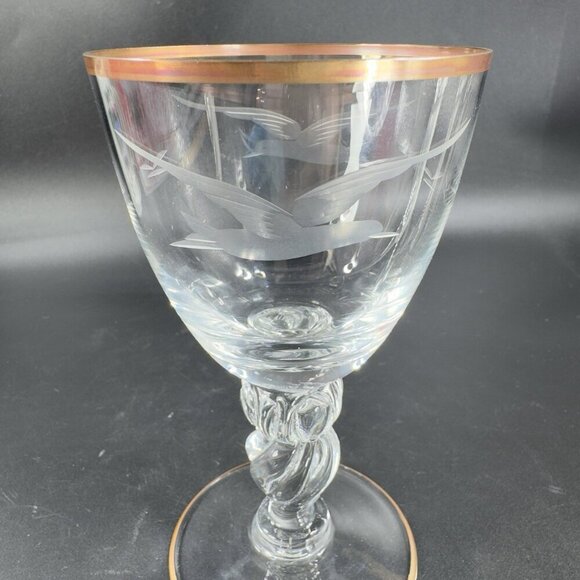 Lyngby Glassworks Lyngby Seagull Porter Glass Etched Birds Cups Set 2 Glasses - Picture 15 of 16